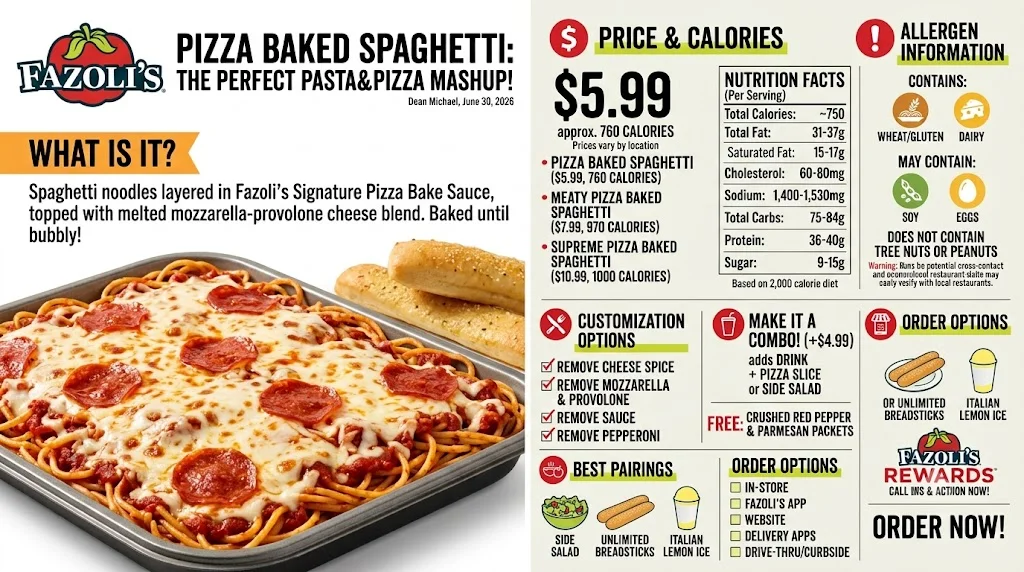 Fazoli's Pizza Baked Spaghetti Infographic