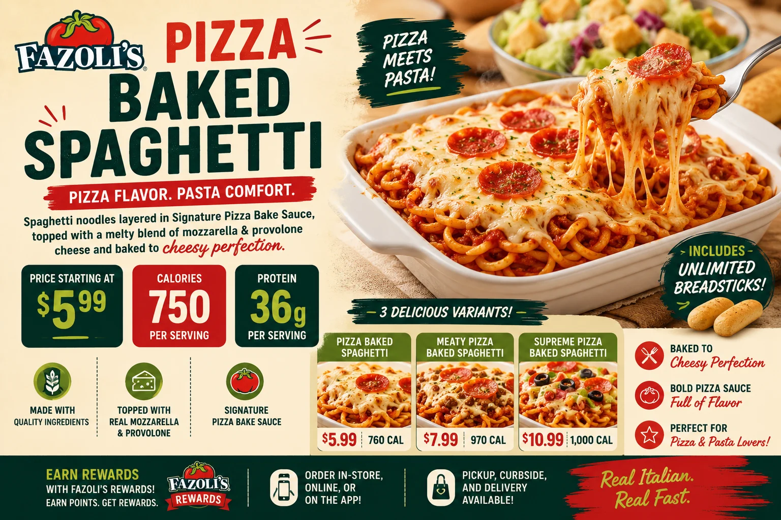 Fazoli's Pizza Baked Spaghetti Price