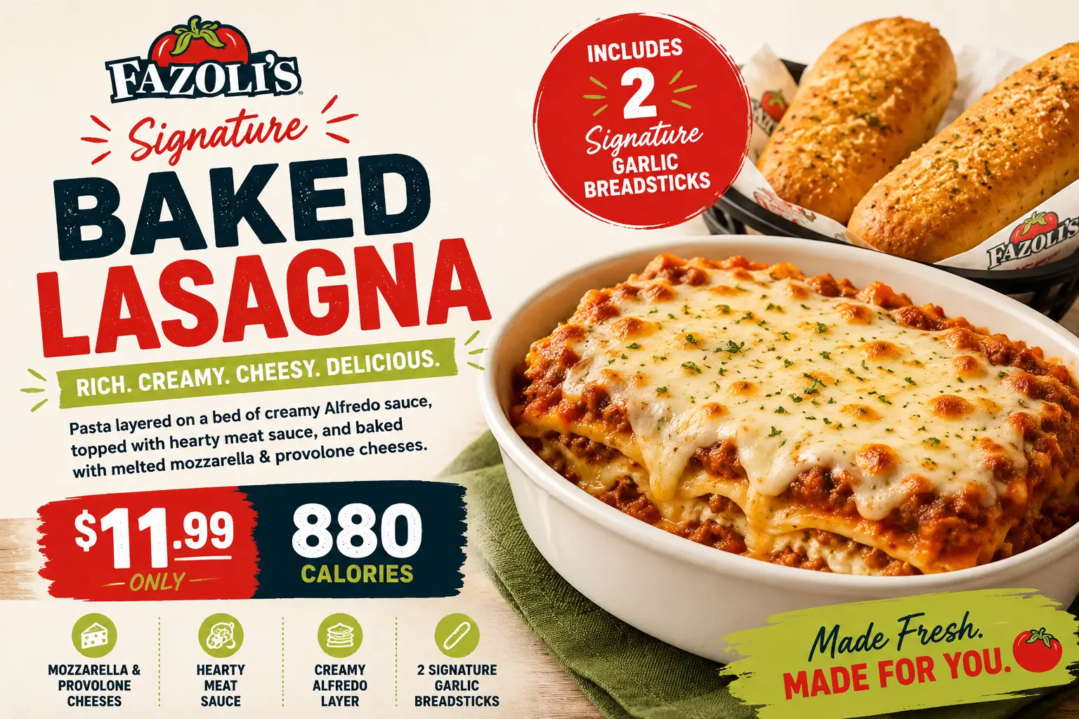 Fazolis Baked Lasagna Price
