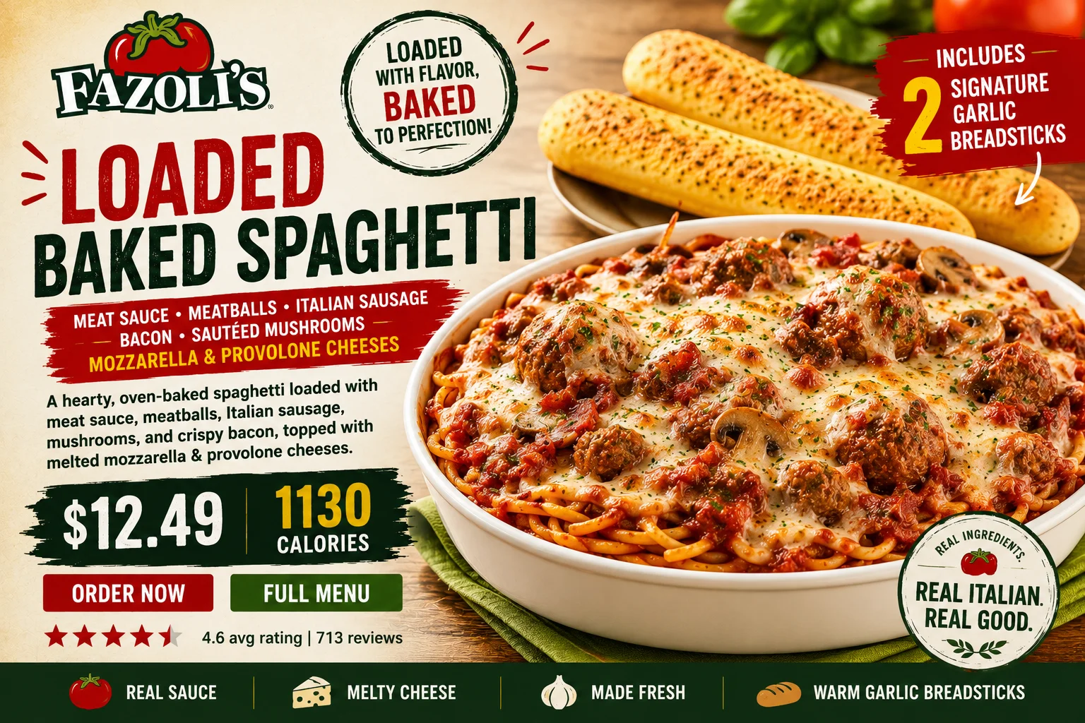 Fazolis Loaded Baked Spaghetti Price