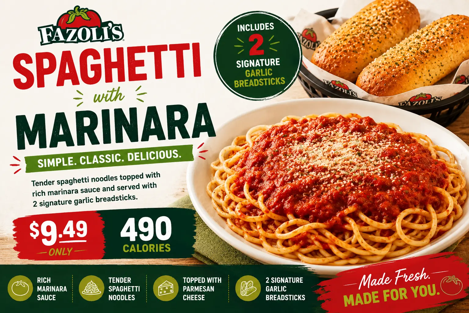Fazolis Spaghetti with Marinara